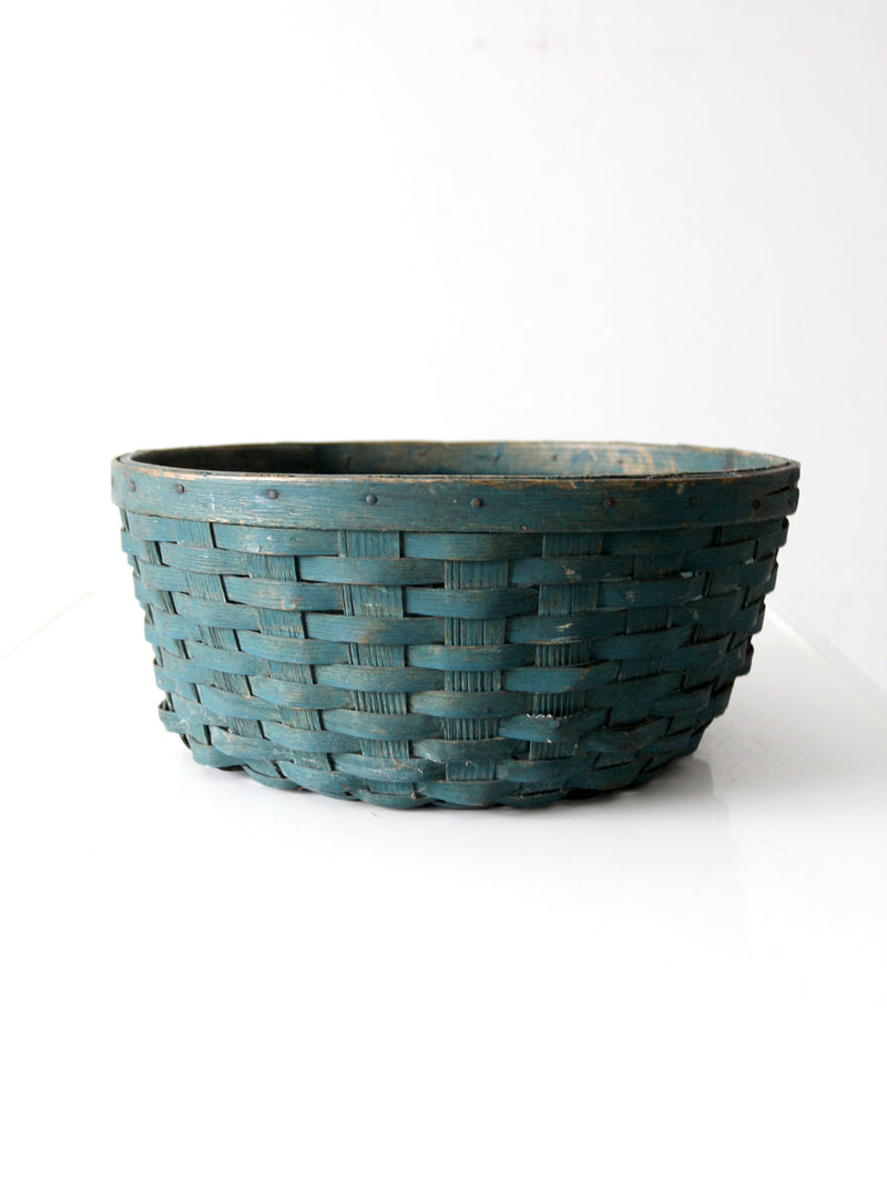 vintage teal splint weave basket