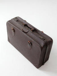 antique dark brown pebbled leather suitcase | circa 1930s–1940s