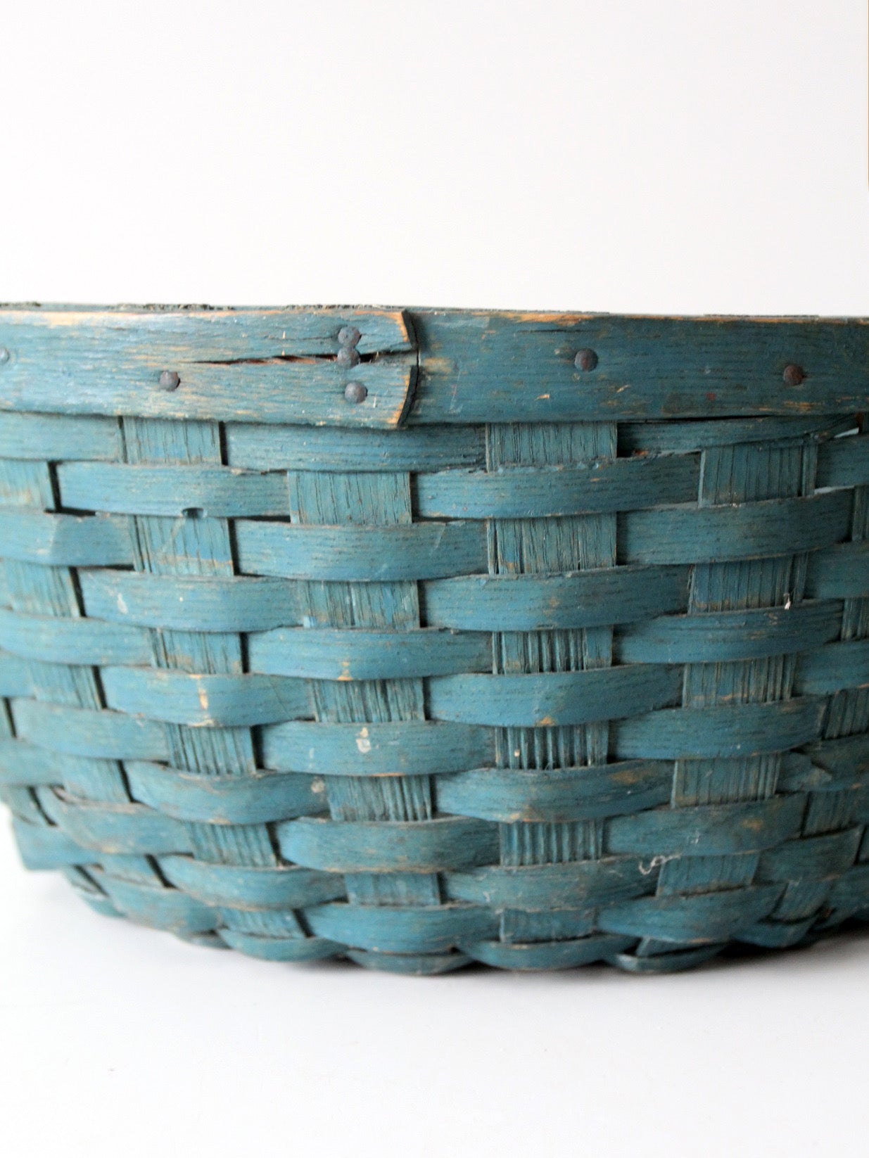 vintage teal splint weave basket