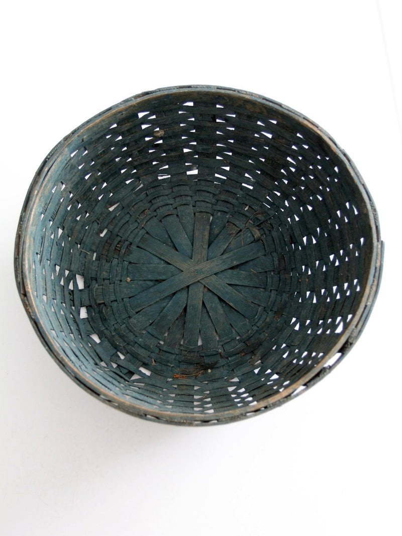 vintage teal splint weave basket