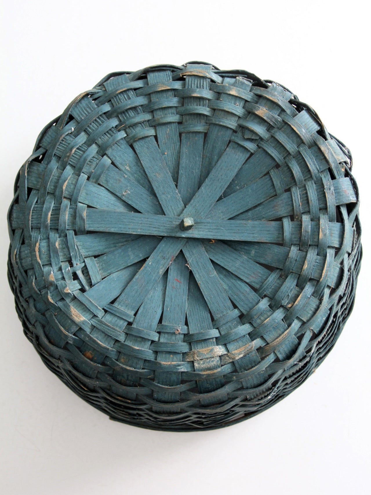 vintage teal splint weave basket