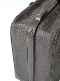 antique dark brown pebbled leather suitcase | circa 1930s–1940s