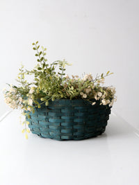 vintage teal splint weave basket