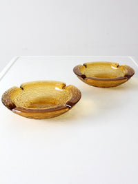 vintage Anchor Hocking Soreno honey gold ashtray pair