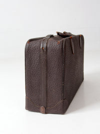 antique dark brown pebbled leather suitcase | circa 1930s–1940s