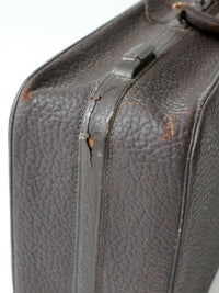 antique dark brown pebbled leather suitcase | circa 1930s–1940s
