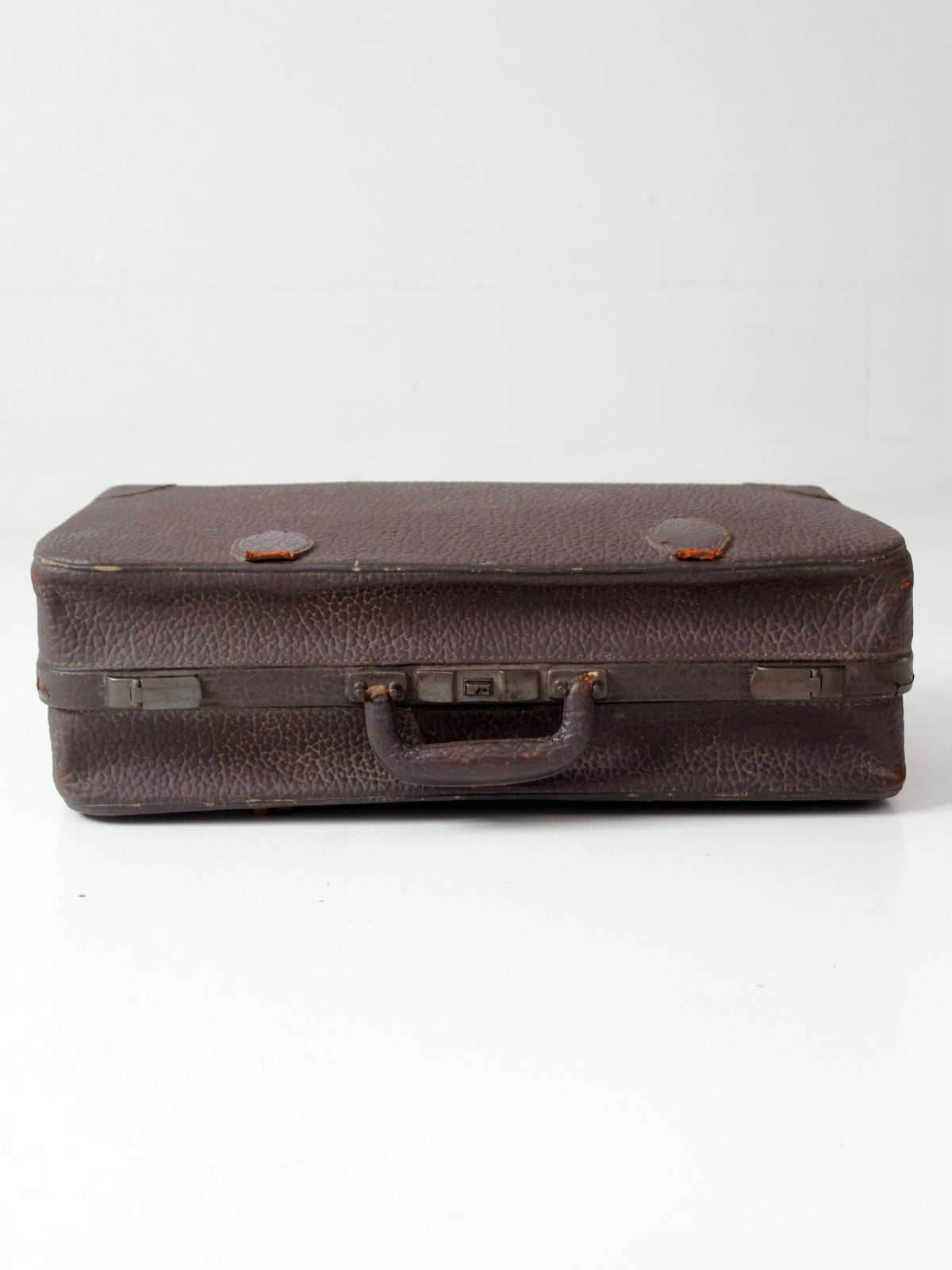 antique dark brown pebbled leather suitcase | circa 1930s–1940s