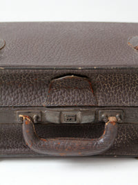antique dark brown pebbled leather suitcase | circa 1930s–1940s
