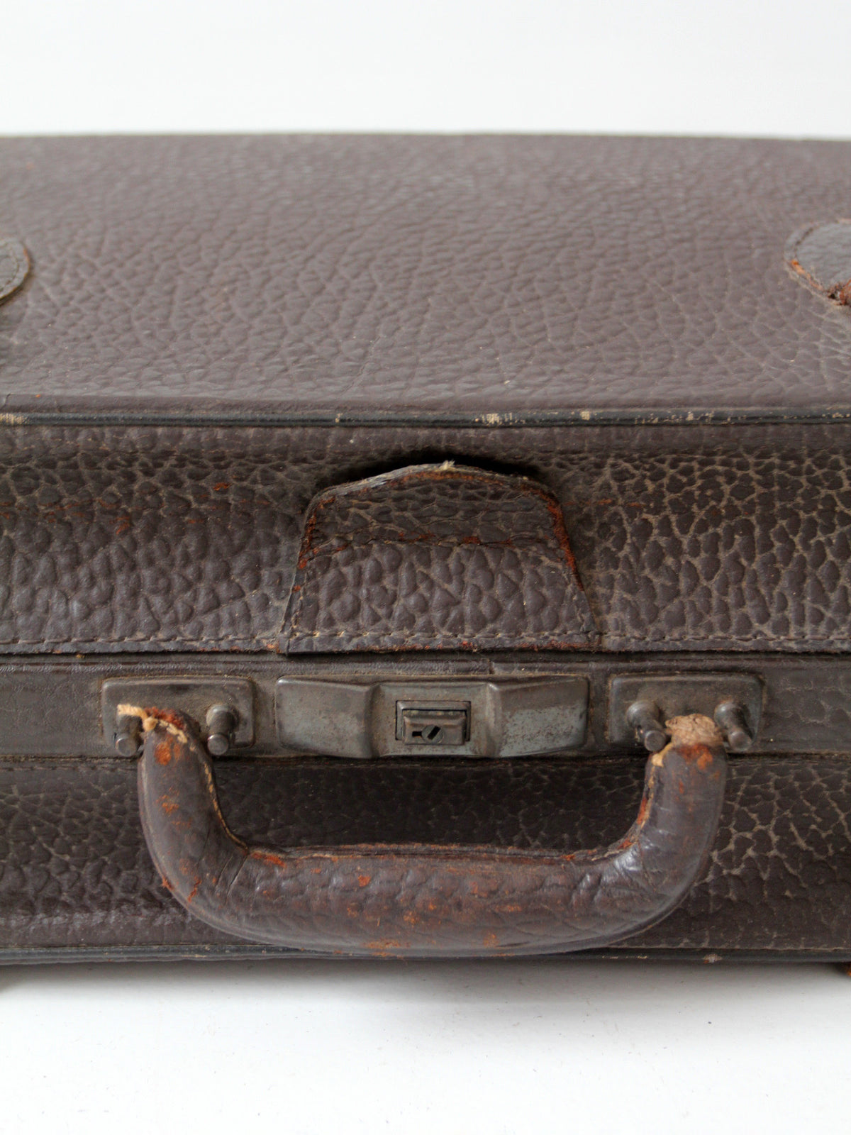 antique dark brown pebbled leather suitcase | circa 1930s–1940s