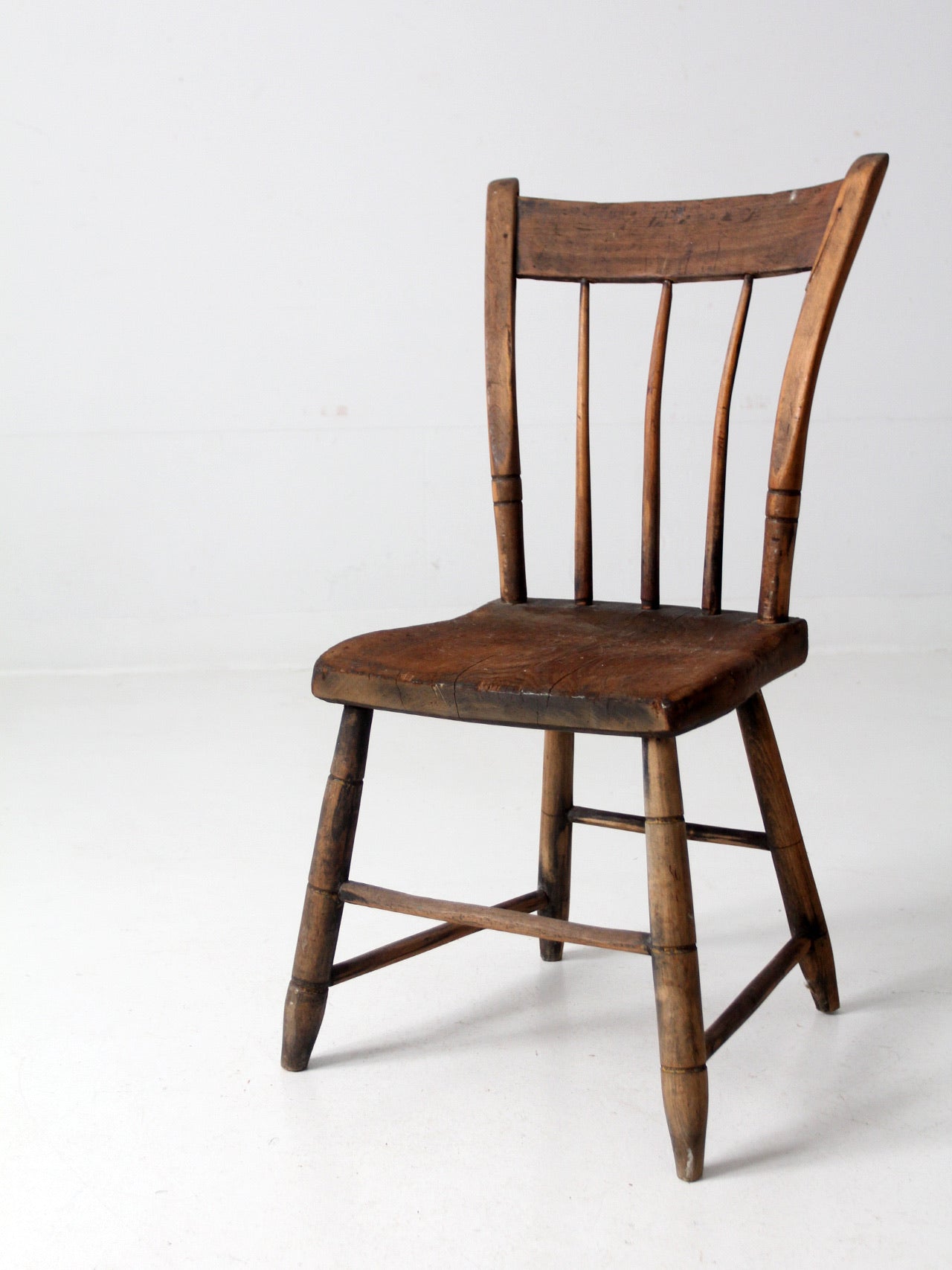 antique plank seat farmhouse chair