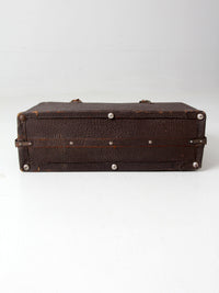 antique dark brown pebbled leather suitcase | circa 1930s–1940s