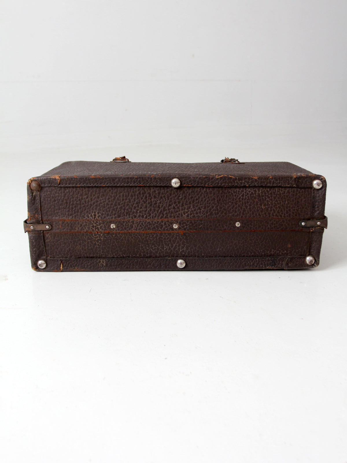 antique dark brown pebbled leather suitcase | circa 1930s–1940s