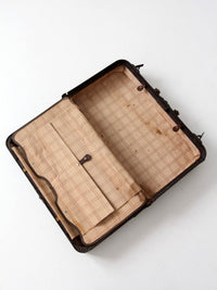 antique dark brown pebbled leather suitcase | circa 1930s–1940s