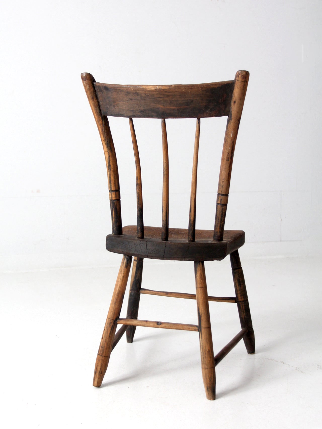 antique plank seat farmhouse chair