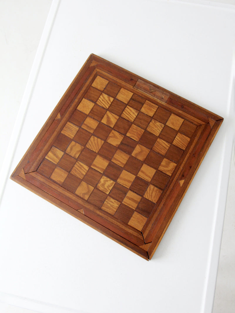 antique wood chessboard