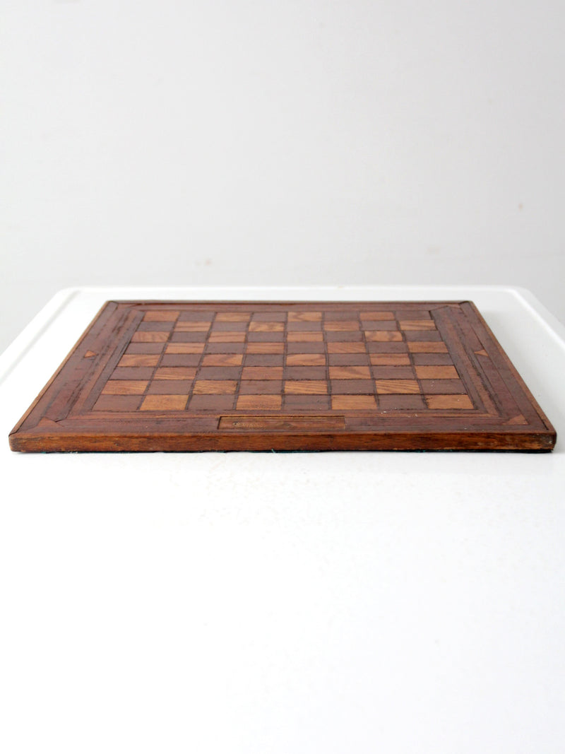 antique wood chessboard