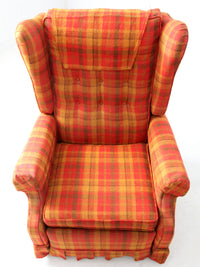 vintage 1970s plaid recliner