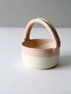 vintage studio pottery basket bowl