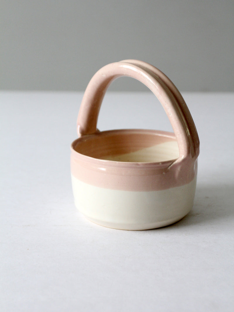 vintage studio pottery basket bowl