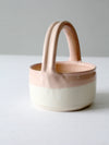 vintage studio pottery basket bowl