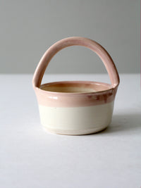 vintage studio pottery basket bowl
