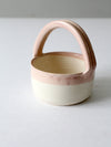 vintage studio pottery basket bowl