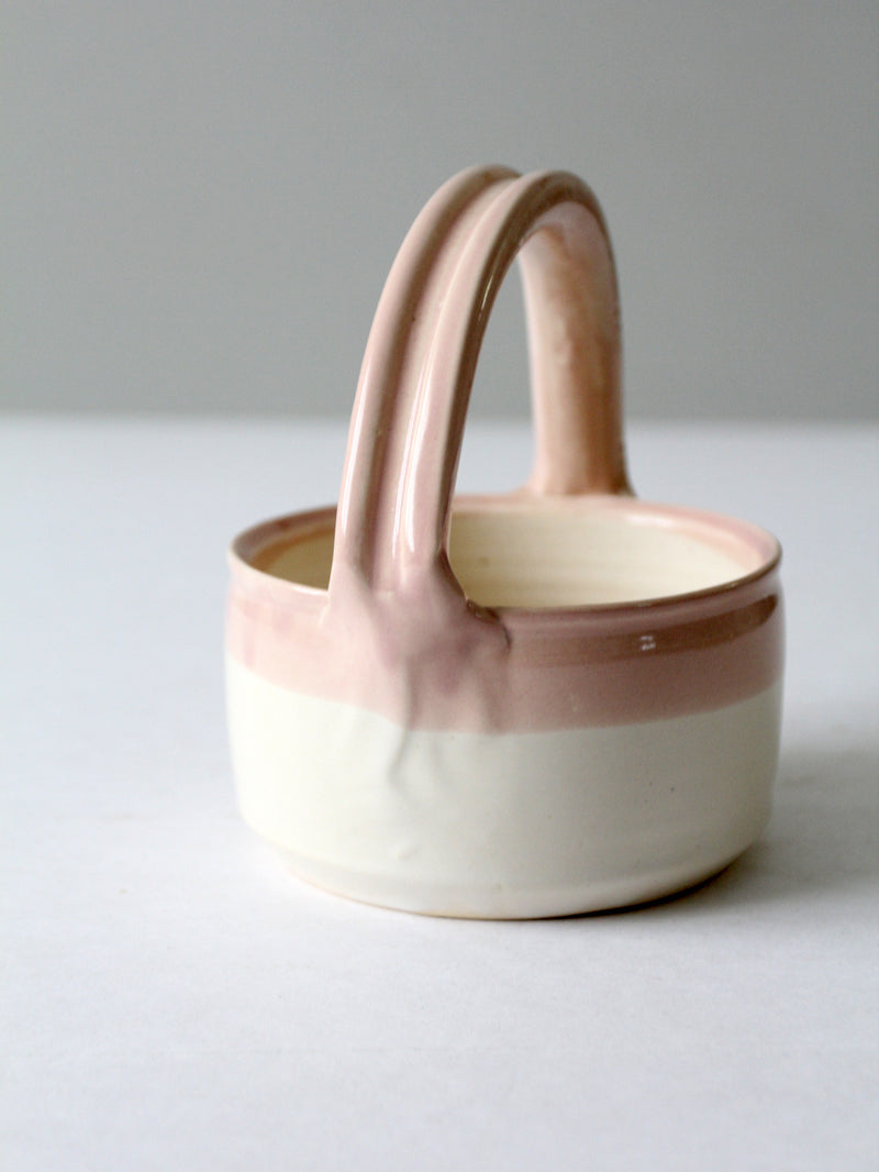 vintage studio pottery basket bowl