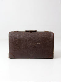 vintage 1940s brown leather travel suitcase