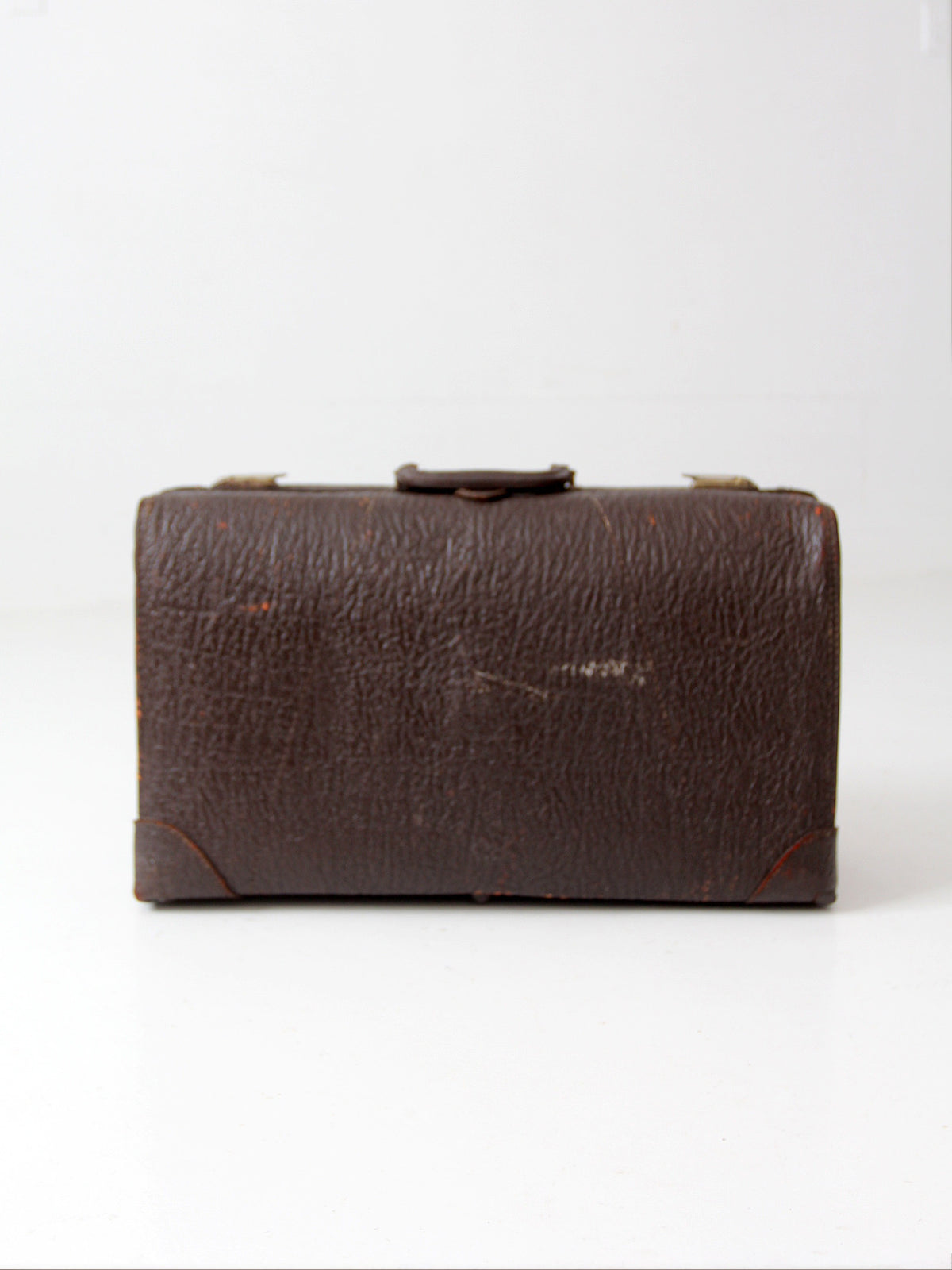 vintage 1940s brown leather travel suitcase