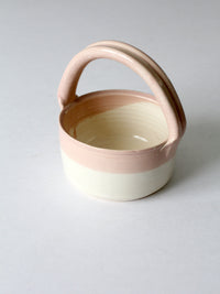 vintage studio pottery basket bowl