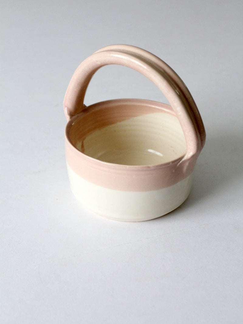 vintage studio pottery basket bowl