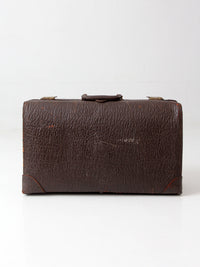 vintage 1940s brown leather travel suitcase