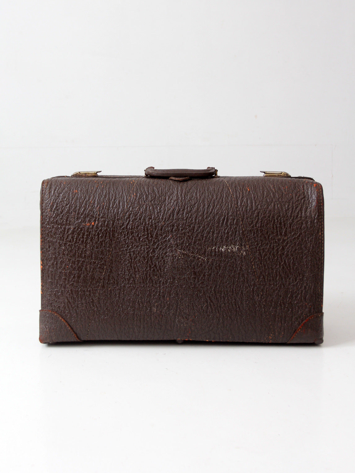 vintage 1940s brown leather travel suitcase
