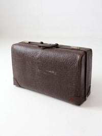 vintage 1940s brown leather travel suitcase