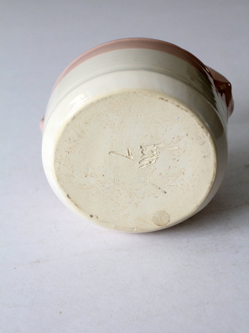 vintage studio pottery basket bowl