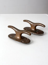 vintage brass boat cleats pair