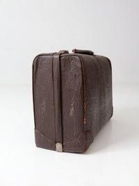 vintage 1940s brown leather travel suitcase