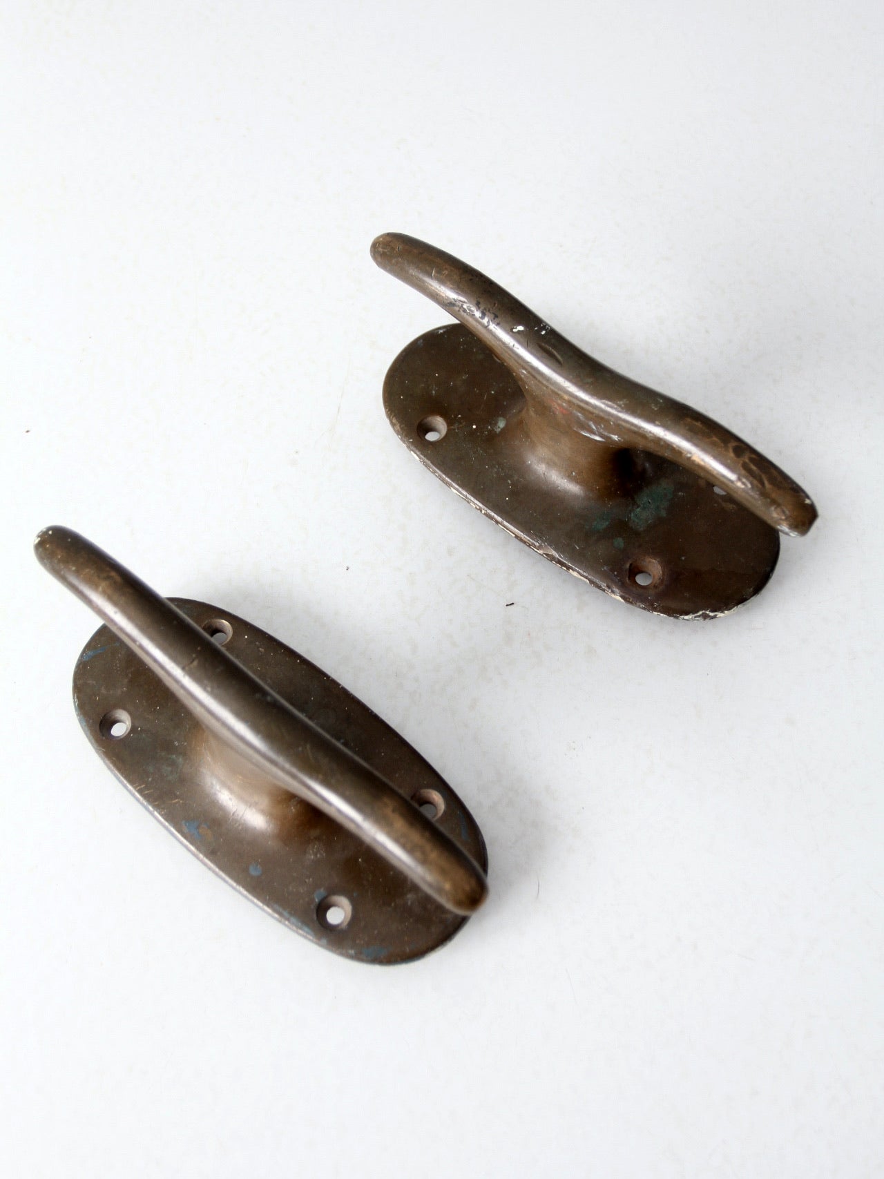 vintage brass boat cleats pair