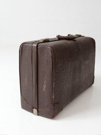 vintage 1940s brown leather travel suitcase