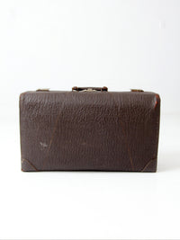 vintage 1940s brown leather travel suitcase