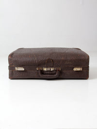 vintage 1940s brown leather travel suitcase