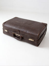 vintage 1940s brown leather travel suitcase