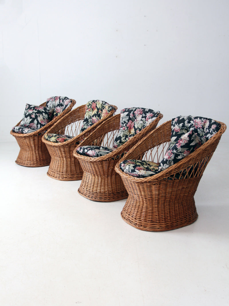 vintage rattan chairs set of 4