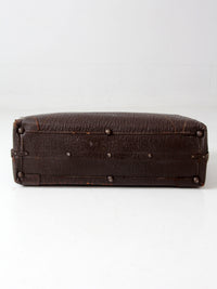 vintage 1940s brown leather travel suitcase