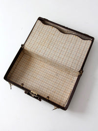 vintage 1940s brown leather travel suitcase