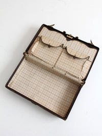 vintage 1940s brown leather travel suitcase