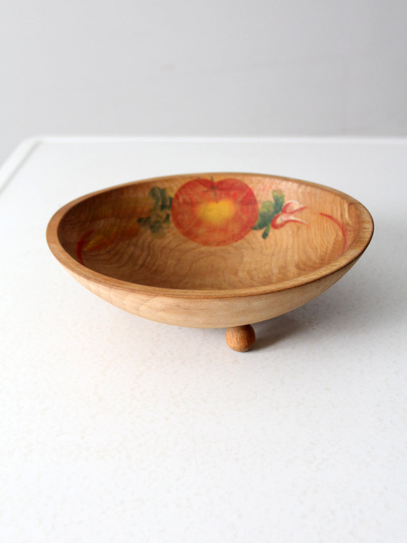 vintage hand-painted wood bowl