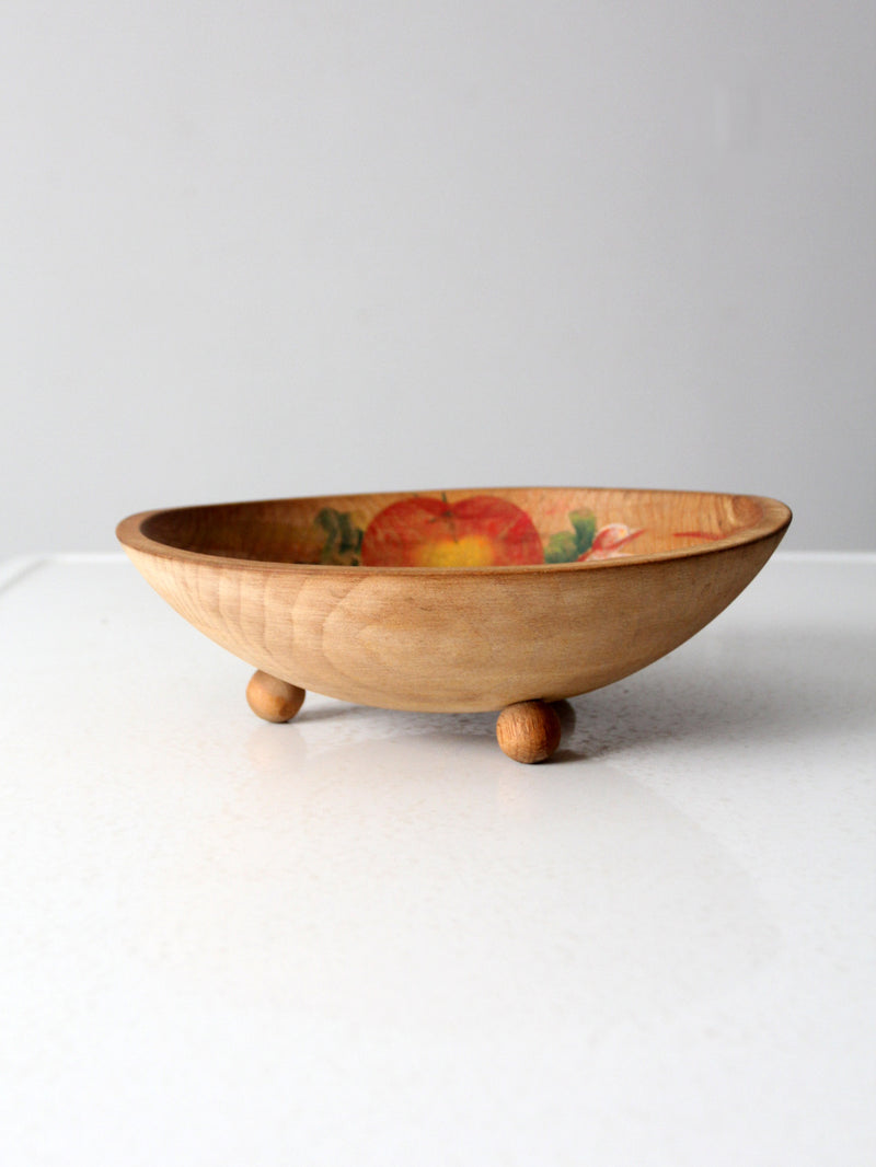 vintage hand-painted wood bowl