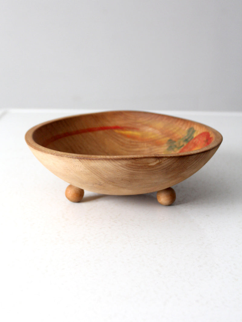 vintage hand-painted wood bowl