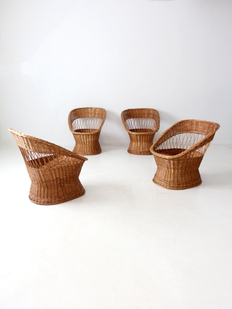 vintage rattan chairs set of 4